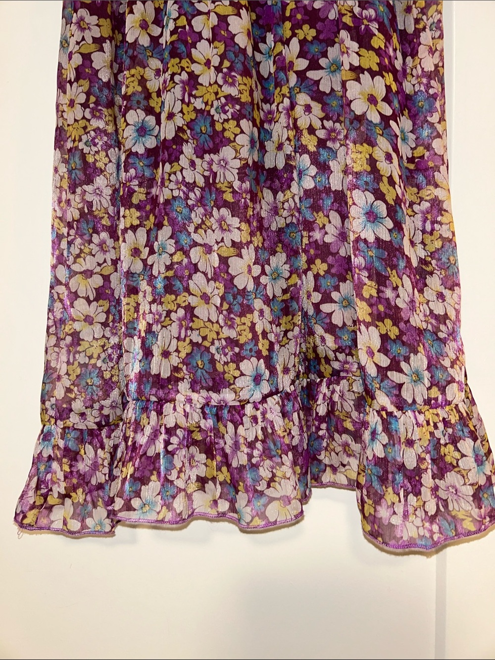 Purple Multi Floral Ruffle Dress - Picture 3 of 6